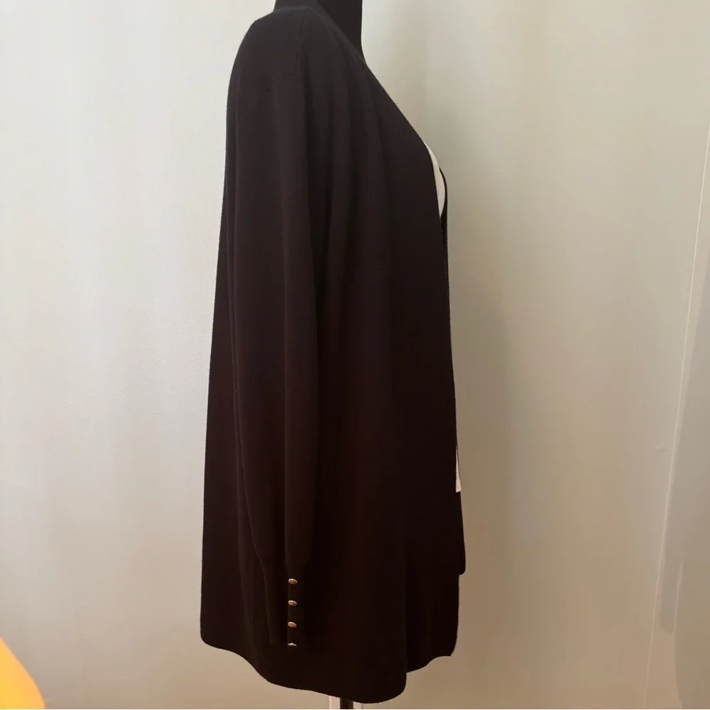 Cyrus Black Open Front Long Cardigan Size: Large - Picture 4 of 7
